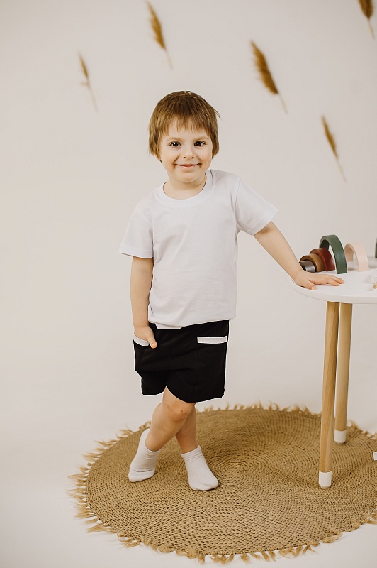 Шорты с карманами. Кулирка (100% хлопок), Арт. ШККг_Черный