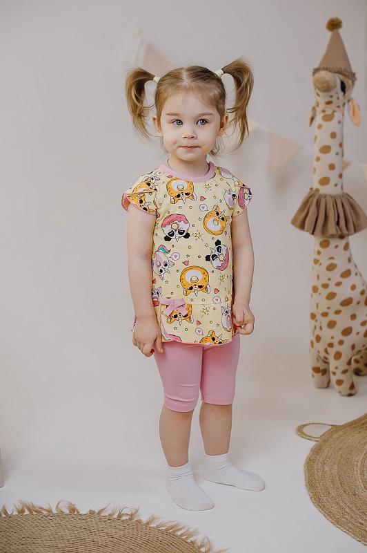 Бриджи для девочек. Кулирка (95% хлопок, 5% лайкра), Арт. БКЛ_Розовый