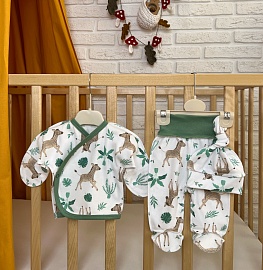 Костюм (распашонка, ползунки, шапочка). Интерлок Пенье (100% хлопок)