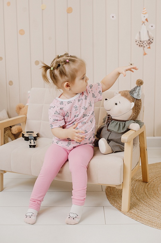 Лосины для девочек. Кулирка (95% хлопок, 5% лайкра), Арт. ЛКЛг_Розовый