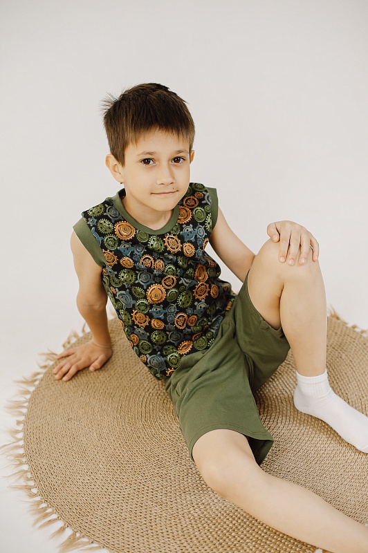 Бриджи для мальчиков. Кулирка (100% хлопок), Арт. БрМКг_Хаки