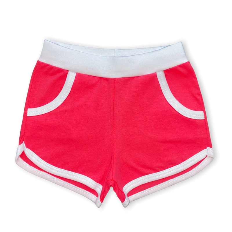 Шорты для девочек (карманы). Кулирка (95% хлопок, 5% лайкра), Арт. ШДККЛг_Красный