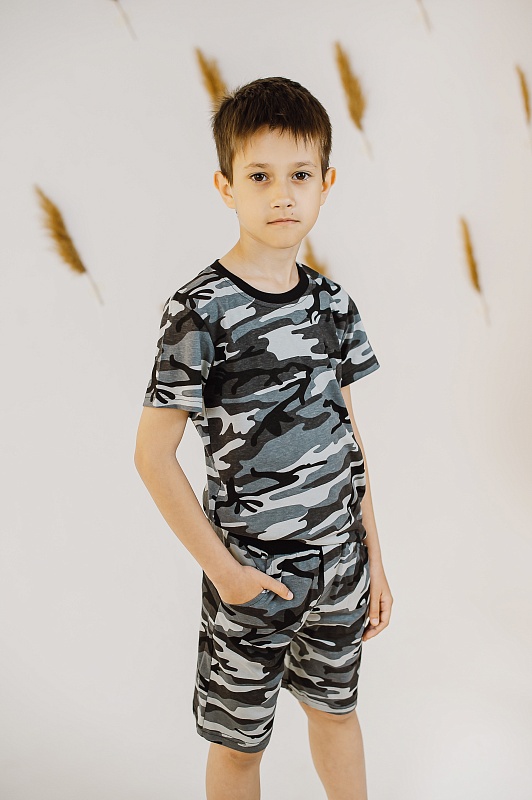 Комплект (футболка и шорты). Кулирка (100% хлопок), Арт. К95Кр_Камуфляж