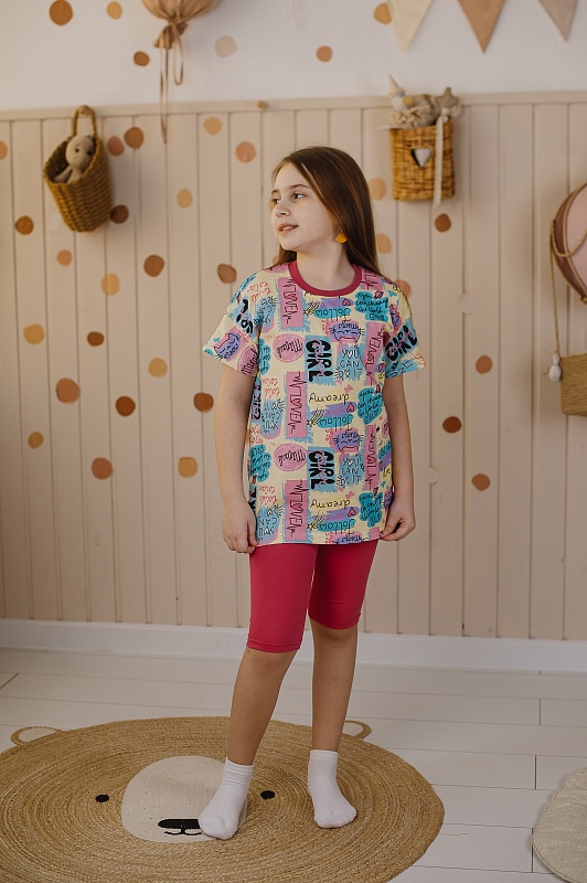 Бриджи для девочек. Кулирка Пенье (95% хлопок, 5% лайкра), Арт. БКЛП_Фуксия