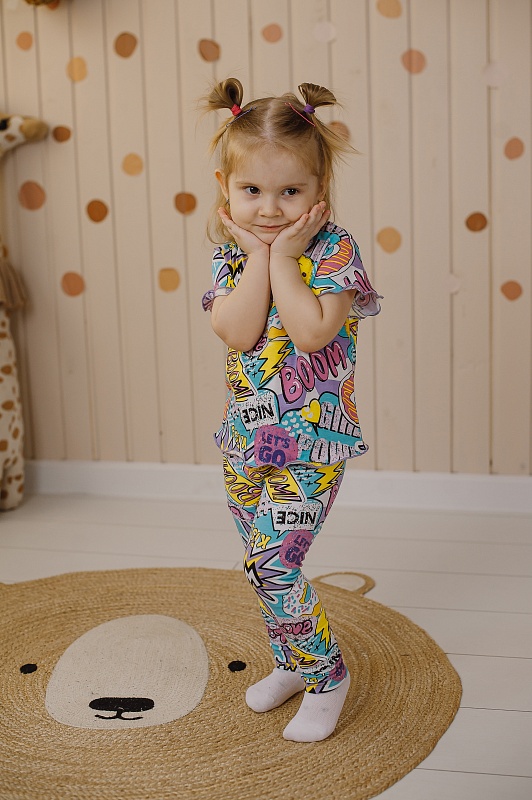 Лосины для девочек. Кулирка (95% хлопок, 5% лайкра), Арт. ЛКнЛ_WOW