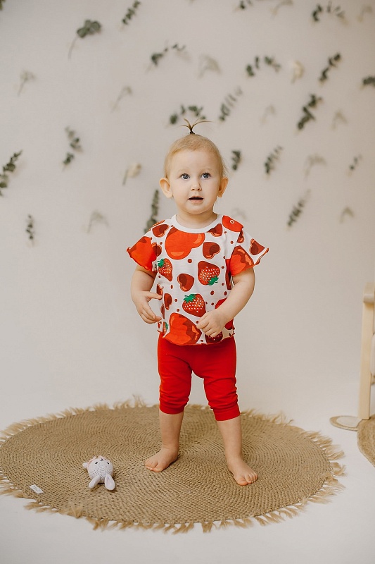 Бриджи для девочек. Кулирка (95% хлопок, 5% лайкра), Арт. БКЛ_Красный