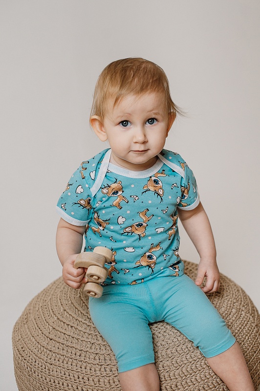 Бриджи для девочек. Кулирка (95% хлопок, 5% лайкра), Арт. БКЛ_Голубой