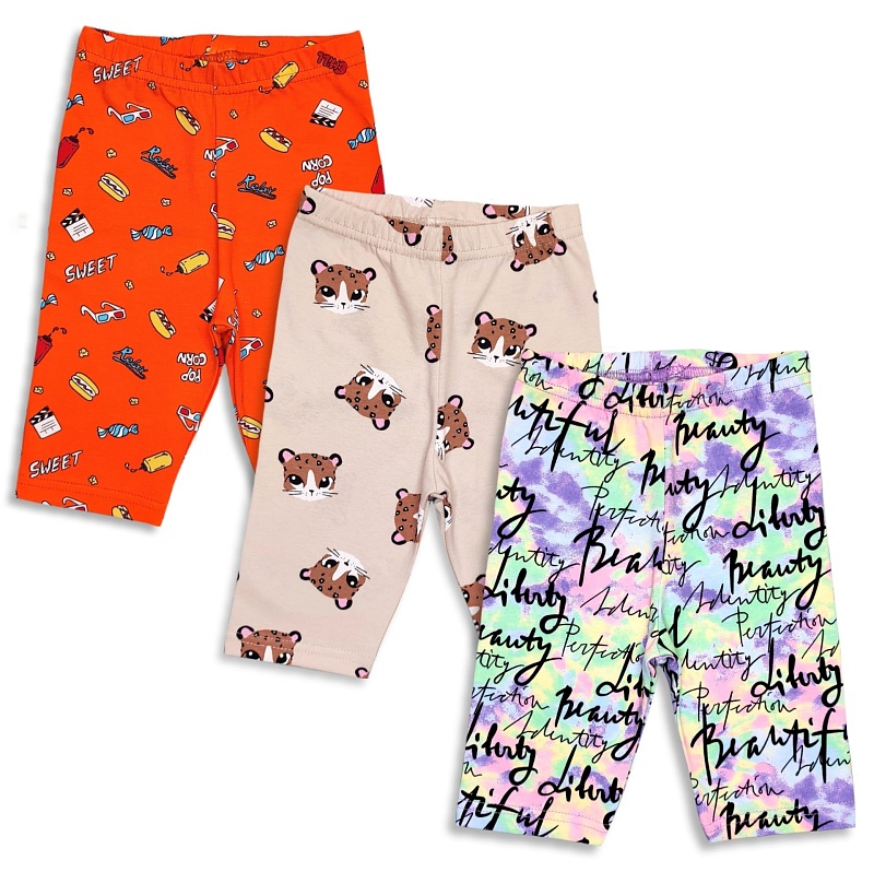 Бриджи для девочек. Кулирка (95% хлопок, 5% лайкра), Арт. Б1КнЛ_Лео