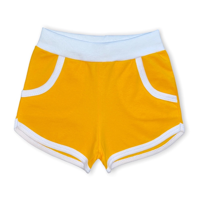 Шорты для девочек (карманы). Кулирка (95% хлопок, 5% лайкра), Арт. ШДККЛг_Желтый