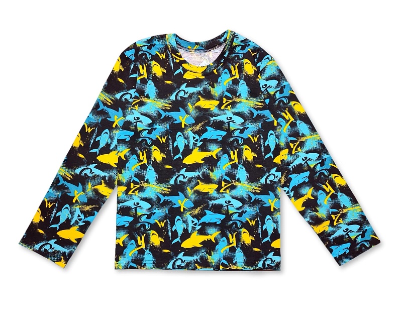 Джемпер для мальчика. Кулирка (100% хлопок), Арт. ДМКл_Акулы