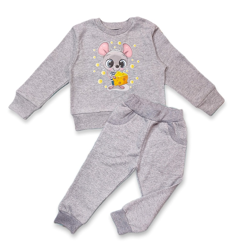 Брюки (карманы). Футер с начёсом (100% хлопок), Арт. Б2Фг_Серый_Меланж