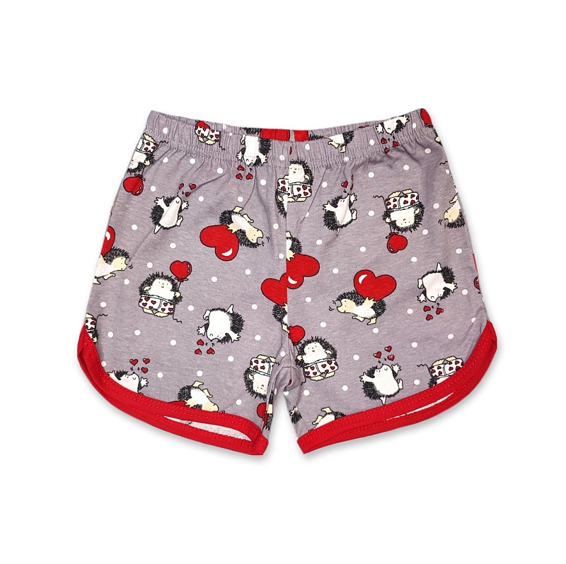 Шорты для девочек. Кулирка (100% хлопок), Арт. ШДКн_Ежи_серый