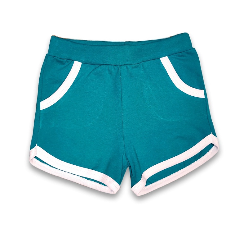 Шорты для девочек (карманы). Кулирка (95% хлопок, 5% лайкра), Арт. ШДККЛг_Бирюзовый