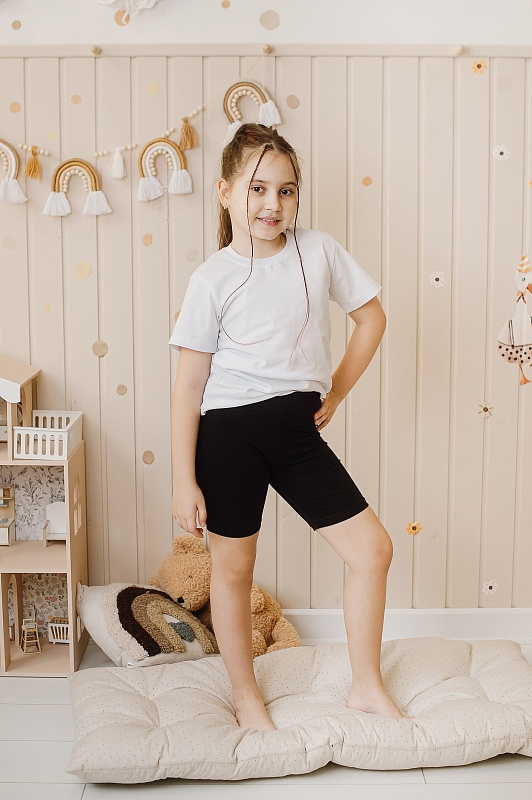 Бриджи для девочек. Кулирка (95% хлопок, 5% лайкра), Арт. БКЛП_Черный