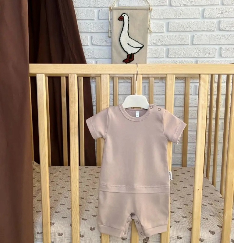 Песочник (кнопки). Интерлок Пенье (100% хлопок), Арт. ПеКИП_Бежевый