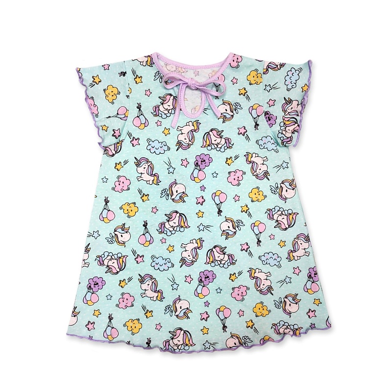 Платье (завязки, микрооверлок). Кулирка (100% хлопок), Арт. ПлЗКр_Единороги