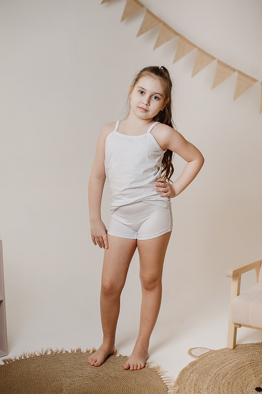 Трусы-шорты для девочек. Кулирка (95% хлопок, 5% лайкра), Арт. ТШДКл_Белый