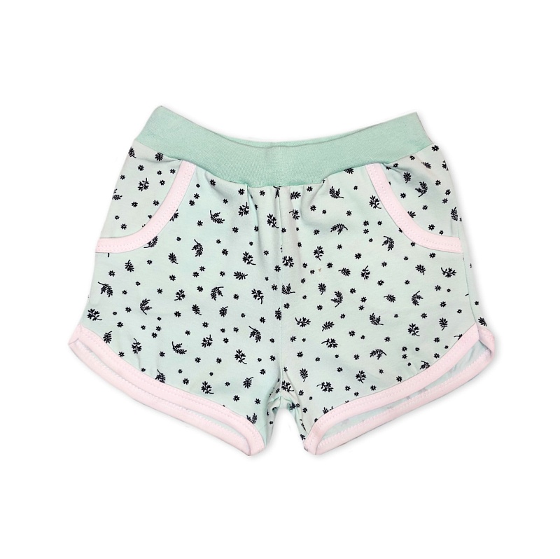 Шорты для девочек (карманы). Кулирка (95% хлопок, 5% лайкра), Арт. ШДККнЛ_Цветы