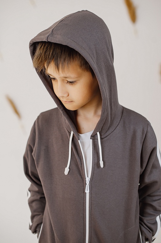 Костюм (джемпер на молнии и брюки). Футер с начёсом (100% хлопок), Арт. К22Фг_Графит