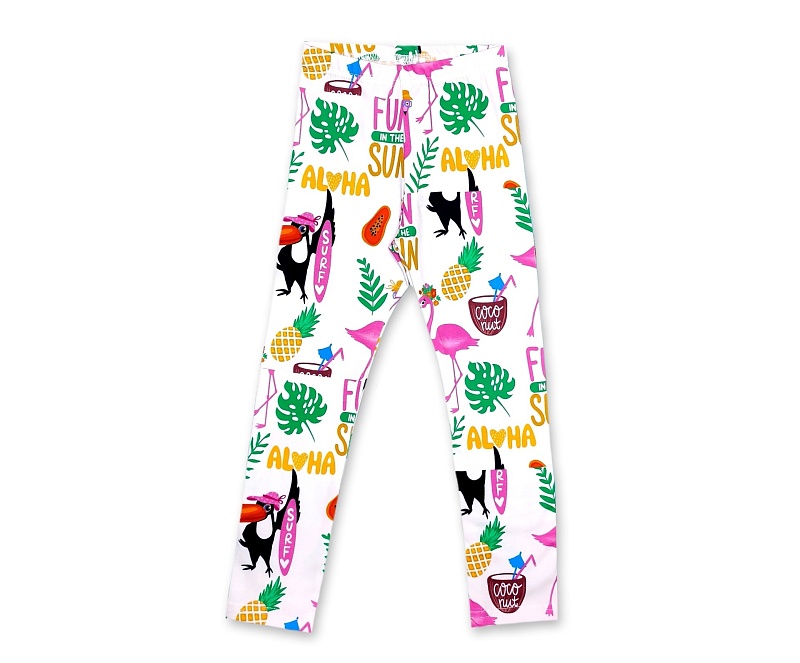 Лосины для девочек. Кулирка (95% хлопок, 5% лайкра), Арт. ЛКнЛ_Птицы