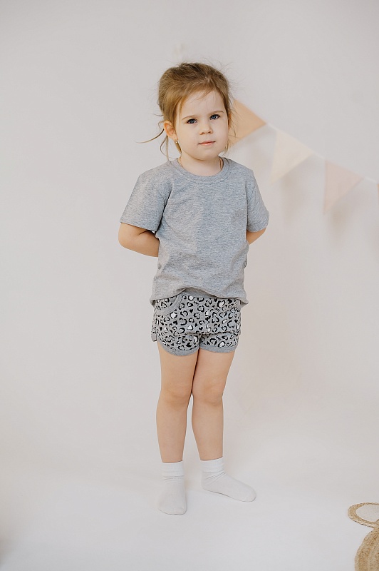 Шорты для девочек (карманы). Кулирка (95% хлопок, 5% лайкра), Арт. ШДККнЛ_Пятна