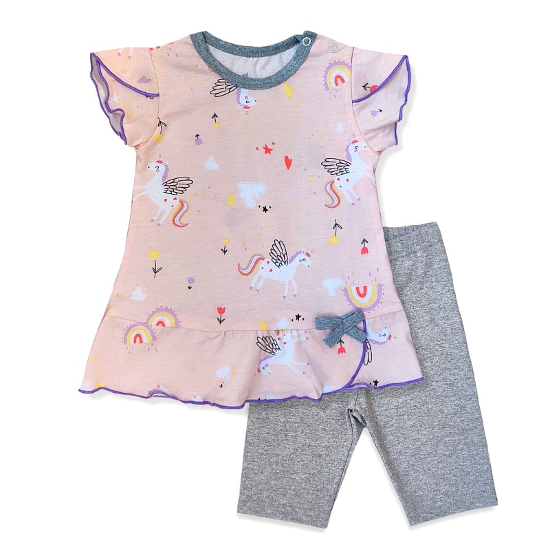 Набор (футболка и бриджи). Кулирка (100% хлопок), Арт. ТВБКр_Единороги