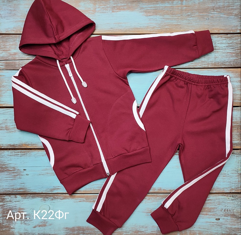 Костюм (джемпер на молнии и брюки). Футер с начёсом (100% хлопок), Арт. К22Фг_Бордо