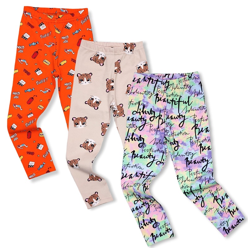 Лосины для девочек. Кулирка (95% хлопок, 5% лайкра), Арт. ЛКнЛ_Оранж_sweet