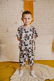 Пижама для мальчика (футболка и бриджи). Ткань - Кулирная гладь (100% хлопок).