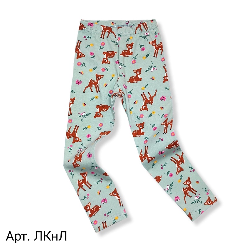 Лосины для девочек. Кулирка (95% хлопок, 5% лайкра), Арт. ЛКнЛ_Оленята
