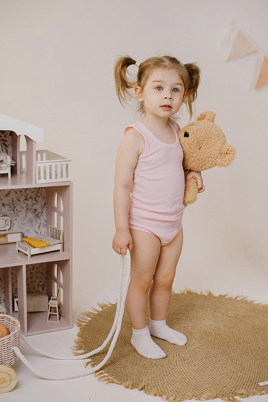 Майка для девочек. Рибана (100% хлопок), Арт. МДРг_Розовый