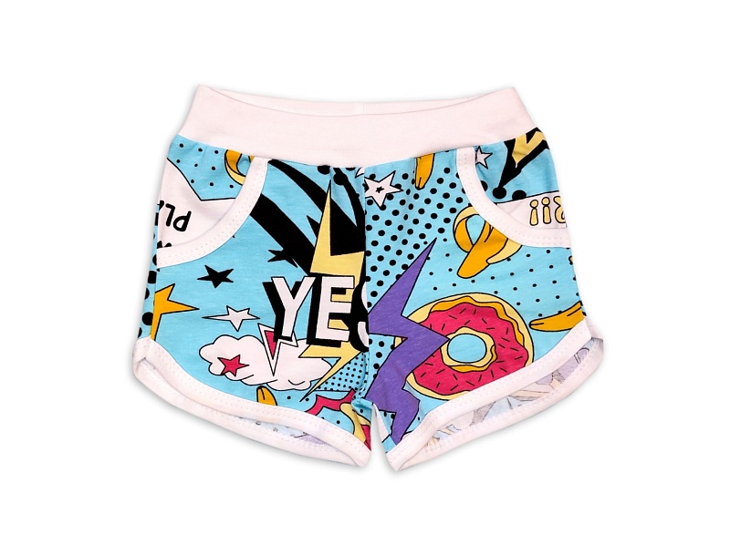 Шорты для девочек (карманы). Кулирка (95% хлопок, 5% лайкра), Арт. ШДККнЛ_BOOM