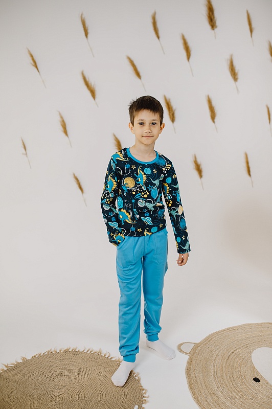 Брюки (карманы). Футер с начёсом (100% хлопок), Арт. Б2Фг_Голубой