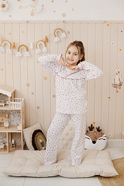 Пижама с кокеткой для девочек. Ткань - Кулирная гладь (100% хлопок).